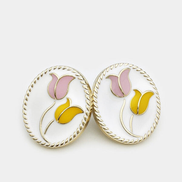 17/21mm Oval Tulip Flower Metal Jacket Buttons 20PCS - Image 4