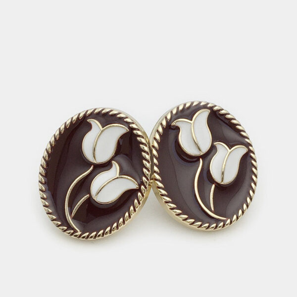 17/21mm Oval Tulip Flower Metal Jacket Buttons 20PCS - Image 5