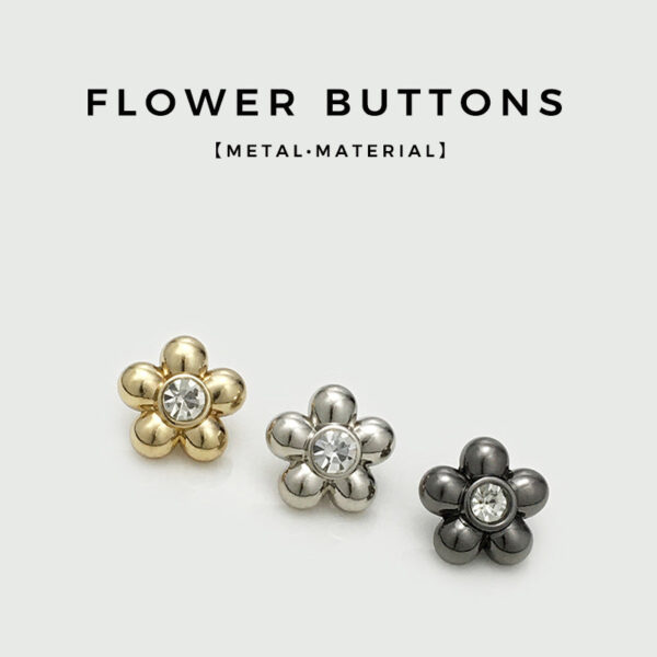 11mm Gold Silver Black Diamond Flower Metal Shirt Buttons 30pcs - Image 2