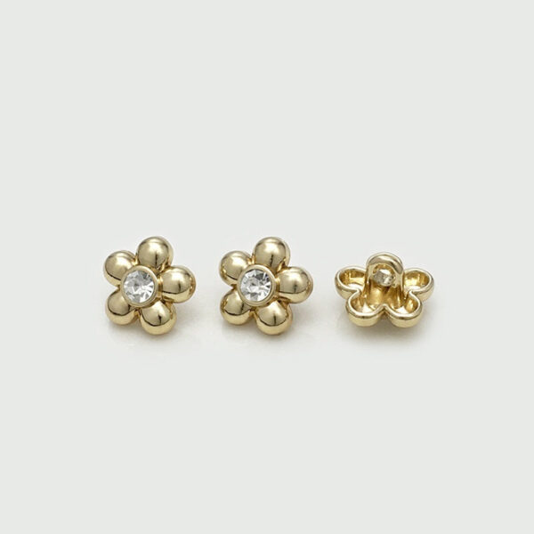 11mm Gold Silver Black Diamond Flower Metal Shirt Buttons 30pcs - Image 4