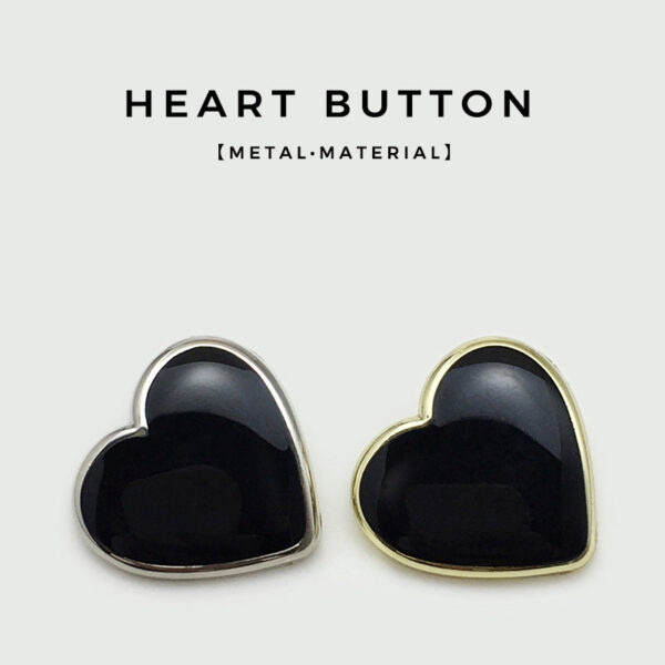 11/17.5/20mm Black Heart-Shaped Metal Buttons 20pcs - Image 2