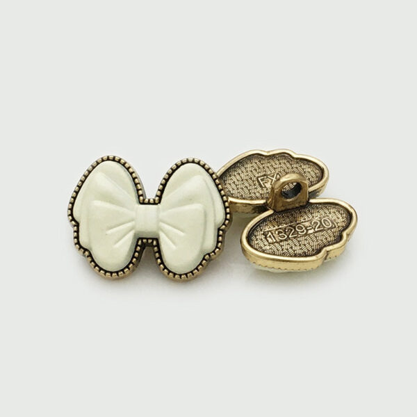 20/25mm Beige White Pink 3D Bow Resin Metal Buttons 12pcs - Image 4