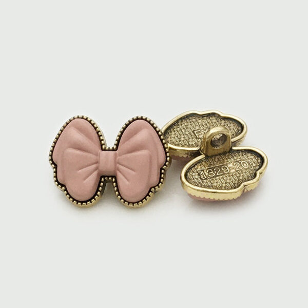 20/25mm Beige White Pink 3D Bow Resin Metal Buttons 12pcs - Image 6