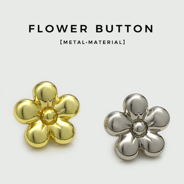 12-22.5mm Glossy Gold & Silver Flower Metal Buttons 20pcs - Image 2