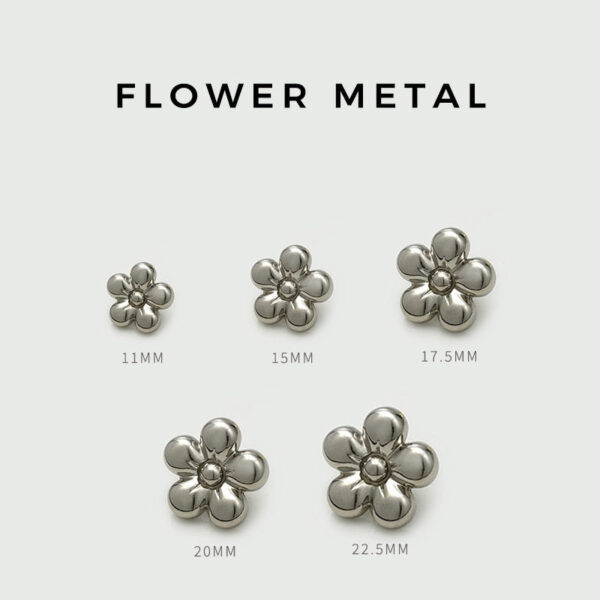 12-22.5mm Glossy Gold & Silver Flower Metal Buttons 20pcs - Image 3