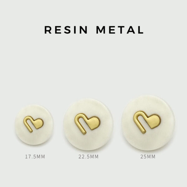 22.5mm White Black Round Metal Heart Resin Bead Buttons 20pcs - Image 3