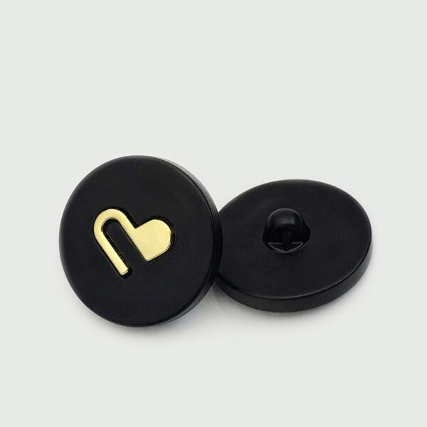 22.5mm White Black Round Metal Heart Resin Bead Buttons 20pcs - Image 4