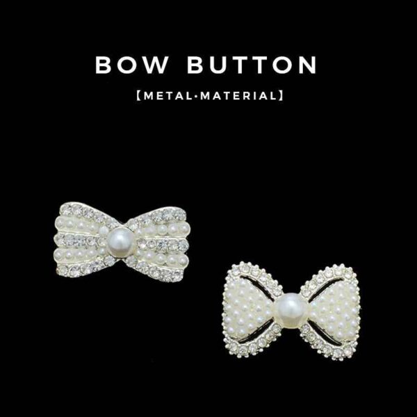 20mm Silver Bowknot Metal Pearl Buttons for Women's Coats 20pcs