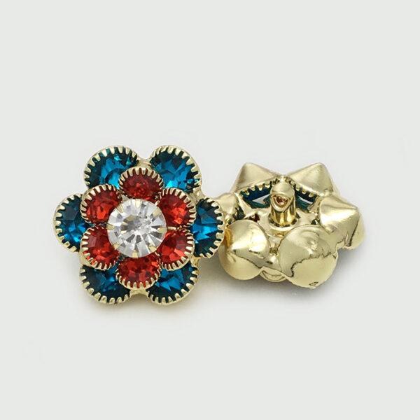 25mm Red Blue Black Diamond Flower Metal Buttons 6pcs - Image 6