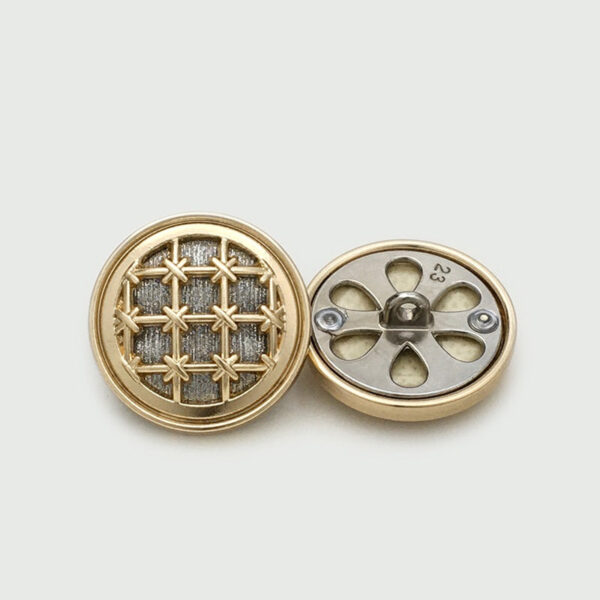 17.5/22.5mm Round Knit Grid Metal Buttons with Fine Sparkle 12pcs - Image 3