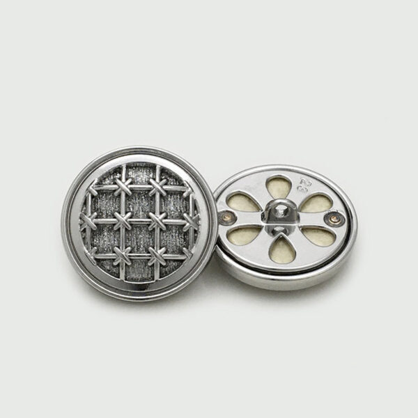 17.5/22.5mm Round Knit Grid Metal Buttons with Fine Sparkle 12pcs - Image 4