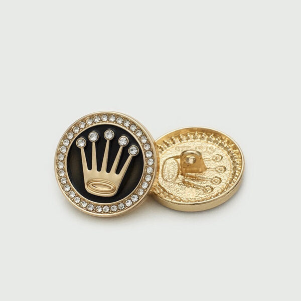22.5mm Round Alloy Crown Diamond Vintage Coat Buttons 20pcs - Image 3