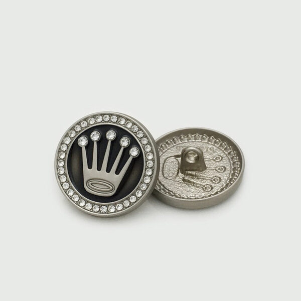 22.5mm Round Alloy Crown Diamond Vintage Coat Buttons 20pcs - Image 4