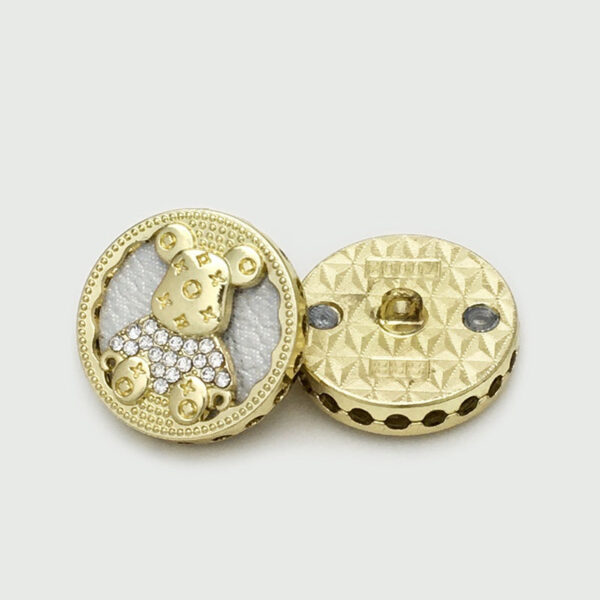 17.5/22.5mm Round Bear with Diamond Metal Buttons 6pcs - Image 5