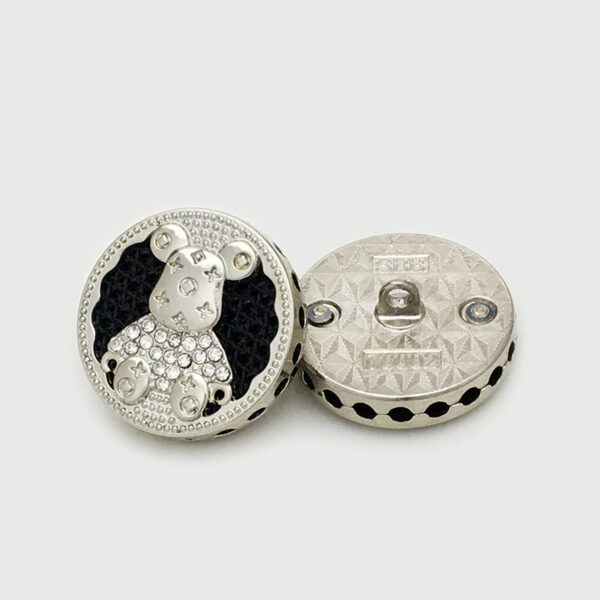 17.5/22.5mm Round Bear with Diamond Metal Buttons 6pcs - Image 6
