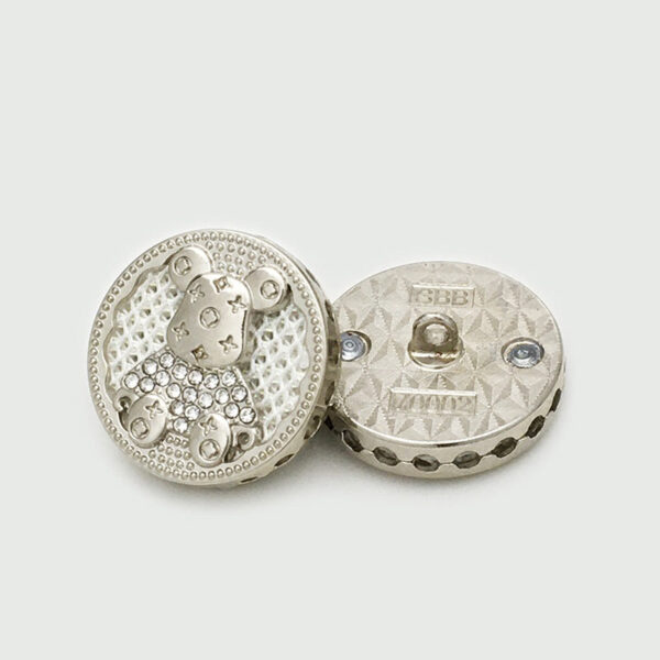 17.5/22.5mm Round Bear with Diamond Metal Buttons 6pcs - Image 7