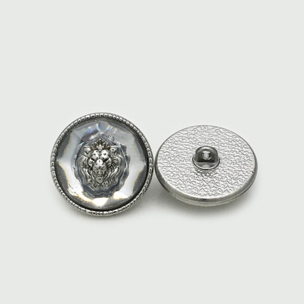 17.5/20/22.5mm Lion Head Transparent Resin Metal Buttons 12pcs - Image 5