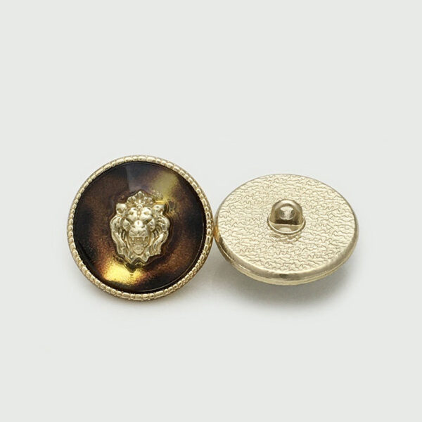 17.5/20/22.5mm Lion Head Transparent Resin Metal Buttons 12pcs - Image 7