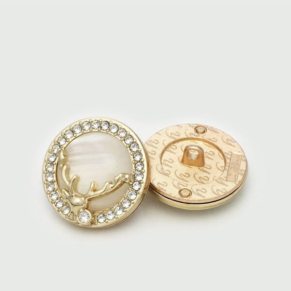 17.5/22.5/25mm Round Deer with Diamond Metal Coat Buttons 10pcs - Image 3