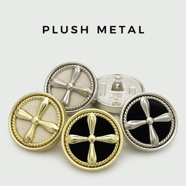 17.5/20/25mm Retro Cross Round Velvet Metal Buttons 10pcs - Image 2