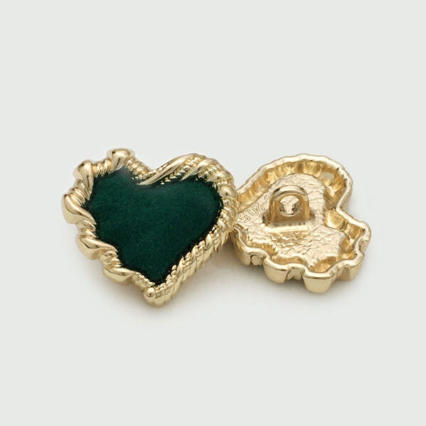 20/28/34mm Metal Heart Shaped Buttons with Colorful Velvet Surfaces 12pcs - Image 5
