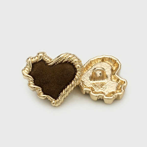 20/28/34mm Metal Heart Shaped Buttons with Colorful Velvet Surfaces 12pcs - Image 7