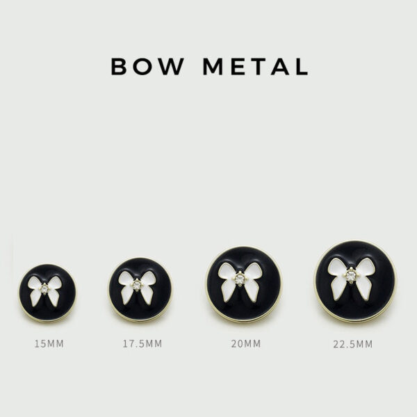 15-22.5mm Round Metal Bowknot Buttons with Diamond 20pcs - Image 2