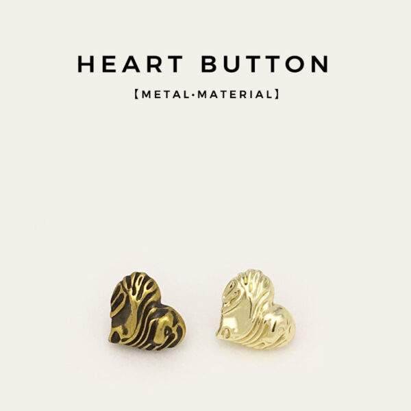 11mm Antique Gold Heart Metal Buttons 30PCS - Image 2