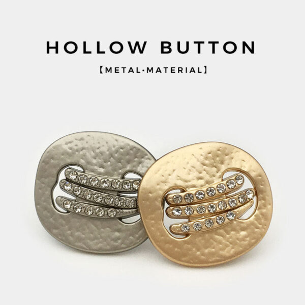 17.5/22.5/25mm Irregular Metal Buttons with Diamond 12pcs - Image 2