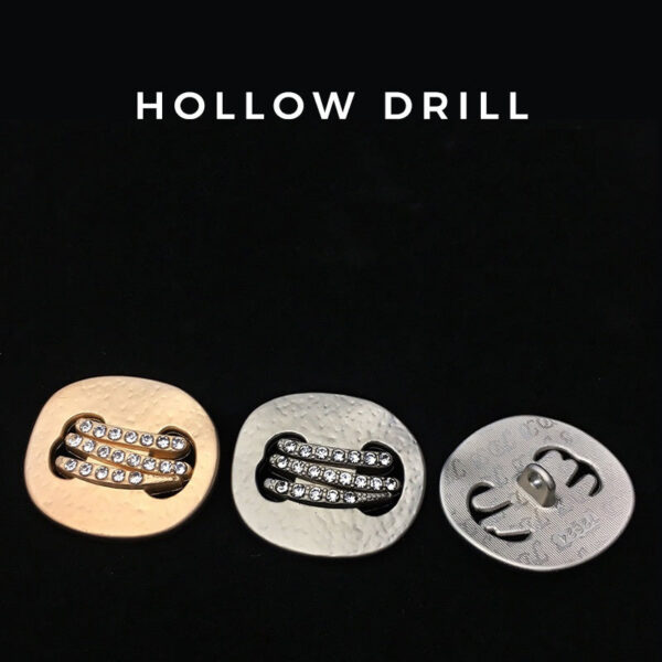 17.5/22.5/25mm Irregular Metal Buttons with Diamond 12pcs - Image 3