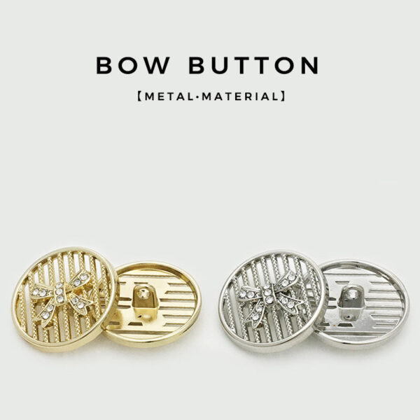 25mm Silver Gold Hollowed Diamond Bowtie Metal Buttons 20pcs - Image 2