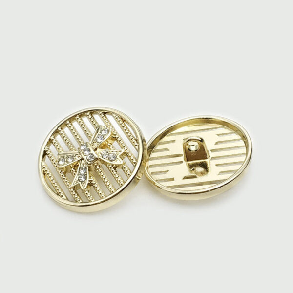 25mm Silver Gold Hollowed Diamond Bowtie Metal Buttons 20pcs - Image 3