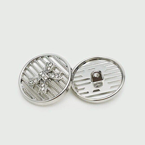 25mm Silver Gold Hollowed Diamond Bowtie Metal Buttons 20pcs - Image 4