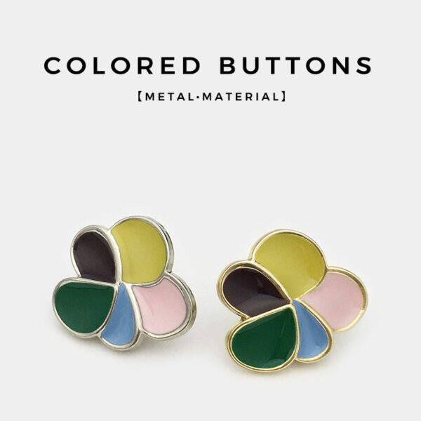 17.5/22.5mm Irregular Colorful Flower Metal Buttons 12pcs - Image 2
