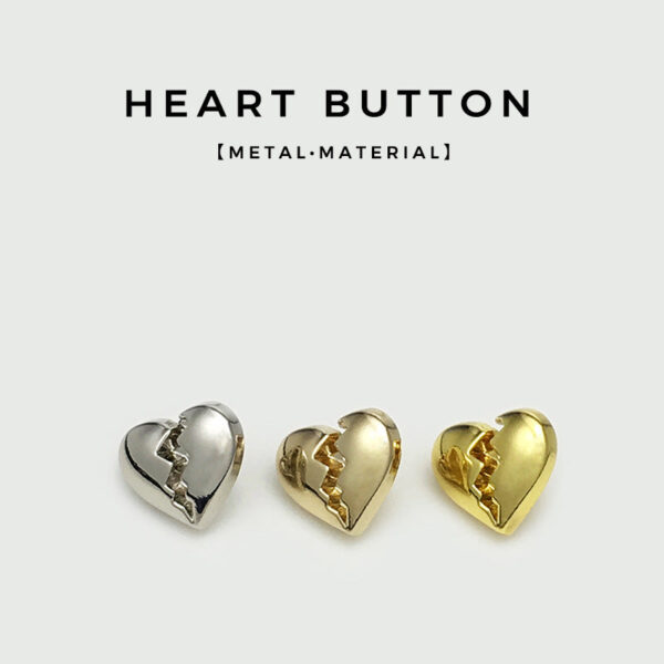 11mm Gold & Silver Heart-Shaped Metal Shirt Buttons with Shank 30pcs - Image 2