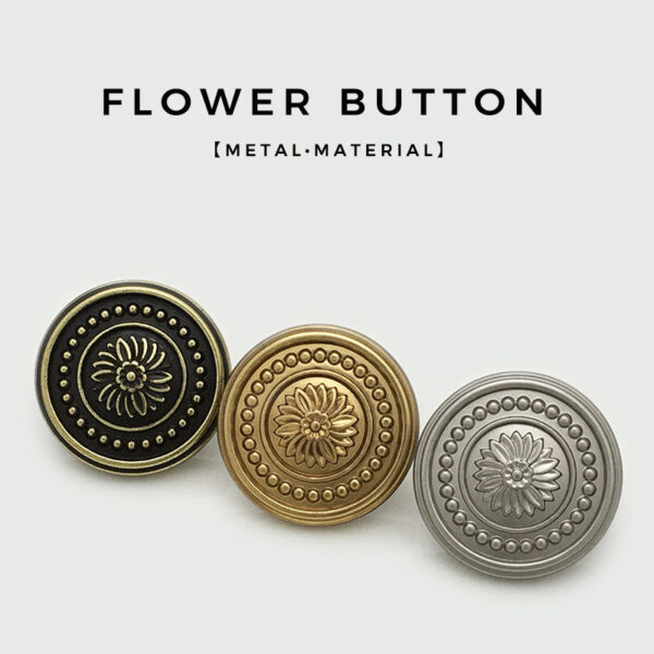 15-22.5mm Vintage Daisy Flower Metal Buttons Ancient Gold Finish 20pcs - Image 2