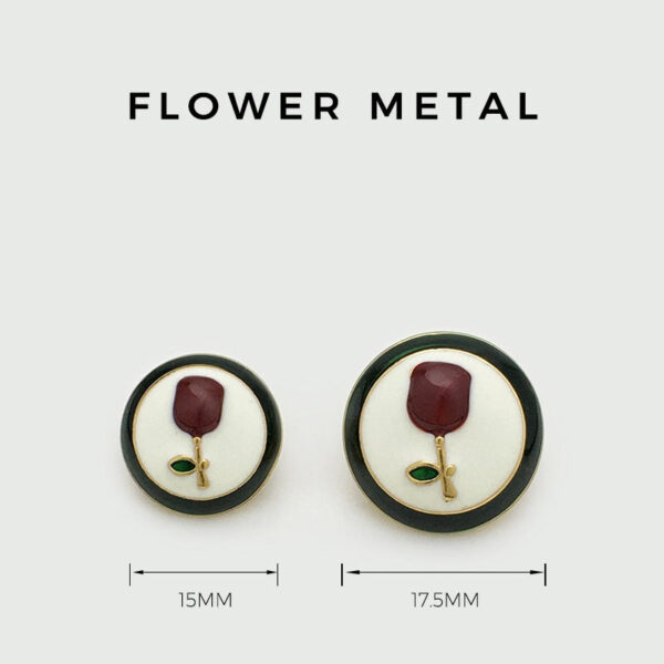 15/17.5mm Rose Pattern Metal Flower Shank Buttons 10pcs - Image 3