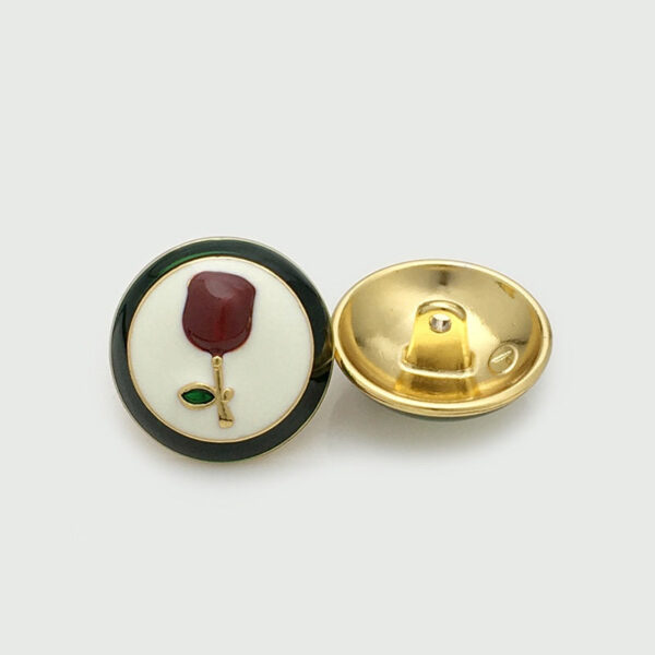 15/17.5mm Rose Pattern Metal Flower Shank Buttons 10pcs - Image 2