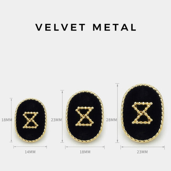 14/18/23mm Oval Velvet Metal Buttons - Black & White 10pc - Image 3