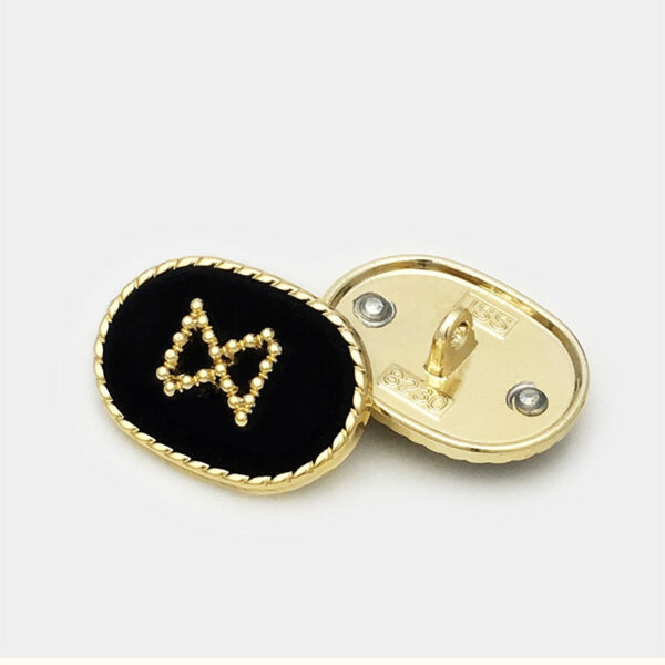 14/18/23mm Oval Velvet Metal Buttons - Black & White 10pc - Image 5
