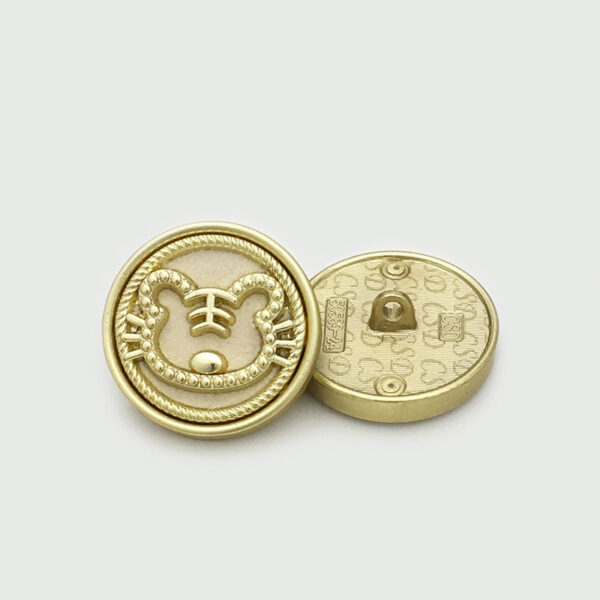 25mm Round Velvet Metal Cartoon Tiger Buttons 10pcs - Image 2