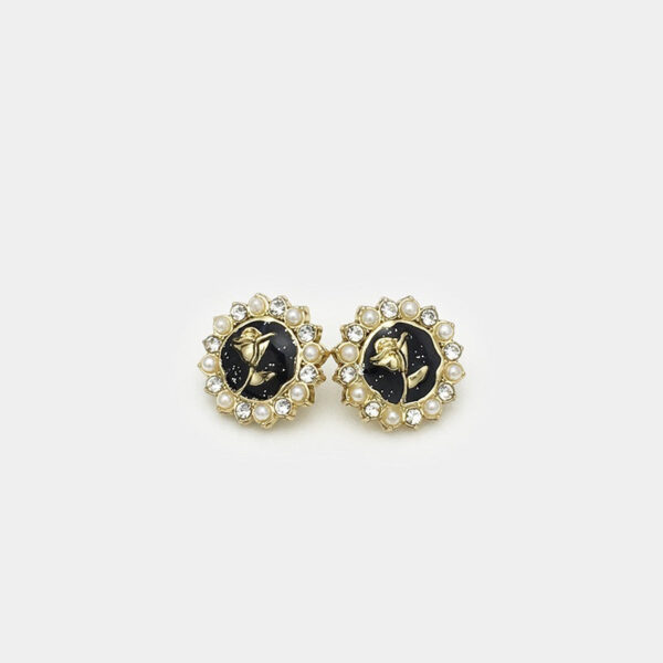 12mm Diamond-Encrusted Pearl Rose Metal Shirt Buttons 20pcs - Image 4