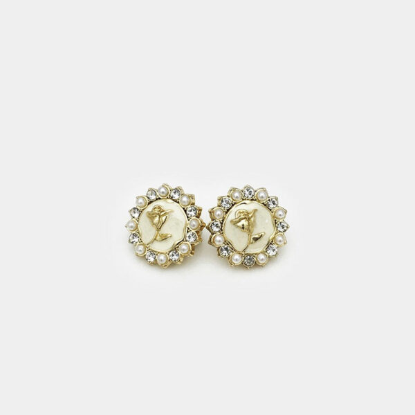 12mm Diamond-Encrusted Pearl Rose Metal Shirt Buttons 20pcs - Image 5
