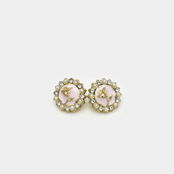 12mm Diamond-Encrusted Pearl Rose Metal Shirt Buttons 20pcs - Image 6