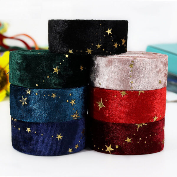 10MM/25MM/50MM Embroidered Velvet Ribbon 35 Yards Pack - Image 5