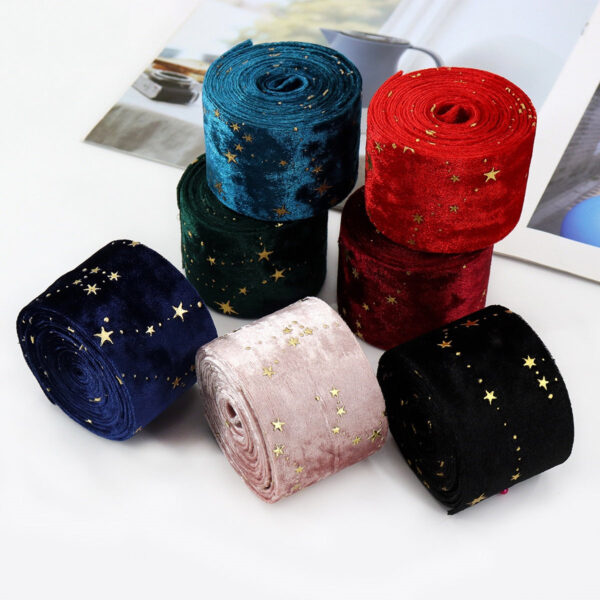 10MM/25MM/50MM Embroidered Velvet Ribbon 35 Yards Pack - Image 4