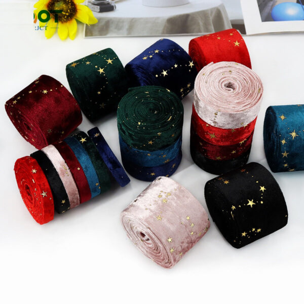 10MM/25MM/50MM Embroidered Velvet Ribbon 35 Yards Pack - Image 2