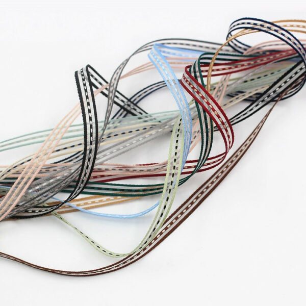 6mm Striped Mesh Ribbon Set 14 Colors Set 10 Yards per Roll - Image 2