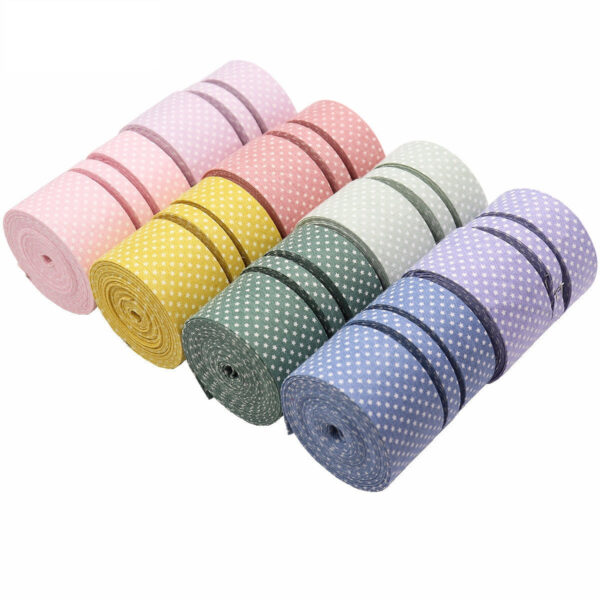 10/25/38mm Star-Printed Fabric Ribbon 8 Colors Set - Image 2