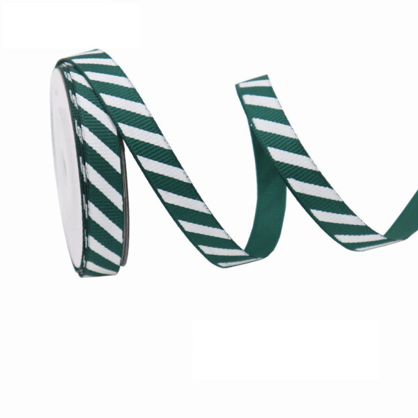 10/25/38mm Christmas Black Green Striped Ribbed Ribbon 6 Pack - Image 3